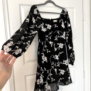 Black Mini Dress - Altar’d State Freya Floral Dress Black New with tags!!